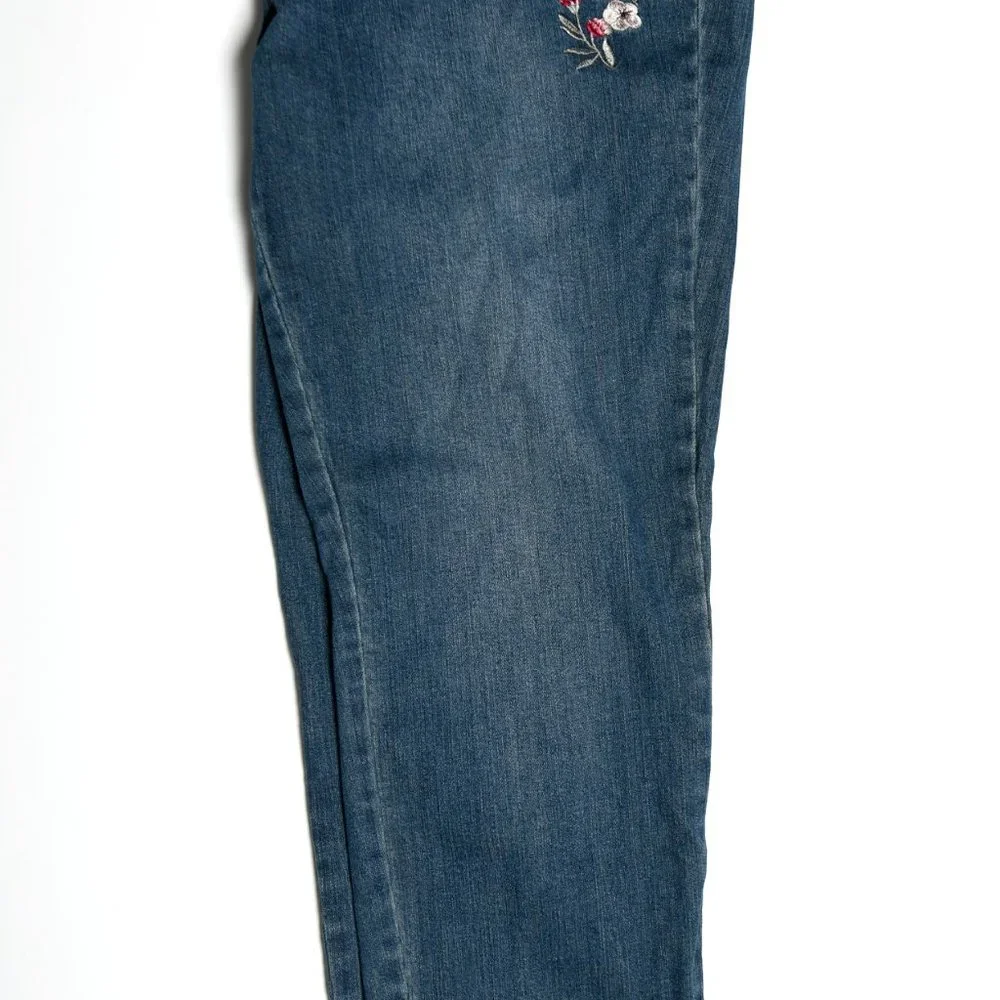 Liz Claiborne Embroidered Jeans Tapered Leg Cotton Blend Women's Size 14 - Picture 4 of 9